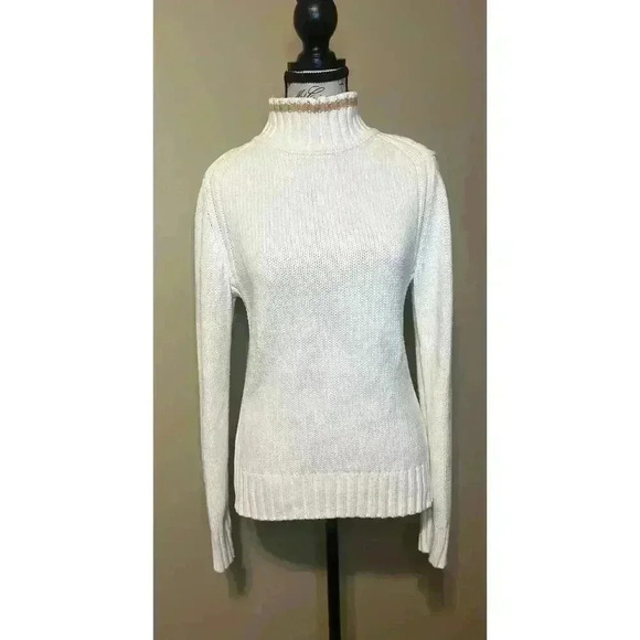Tommy Hilfiger Sweaters - Tommy Hilfiger Cable Knit Sweater White Ivory Mock Neck Women’s Size Medium EUC!